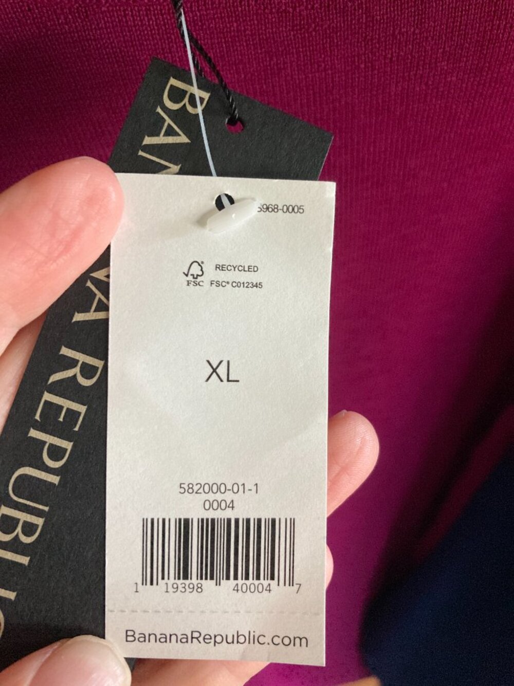 Lot of 2 NWT Banana Republic merino sweaters, scalloped neck, plum & navy, XL - Picture 4 of 6